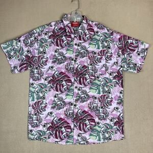 Lowes Australia Shirt Mens L Multicolor Cricket‎ Player Tropical Floral Hawaiian